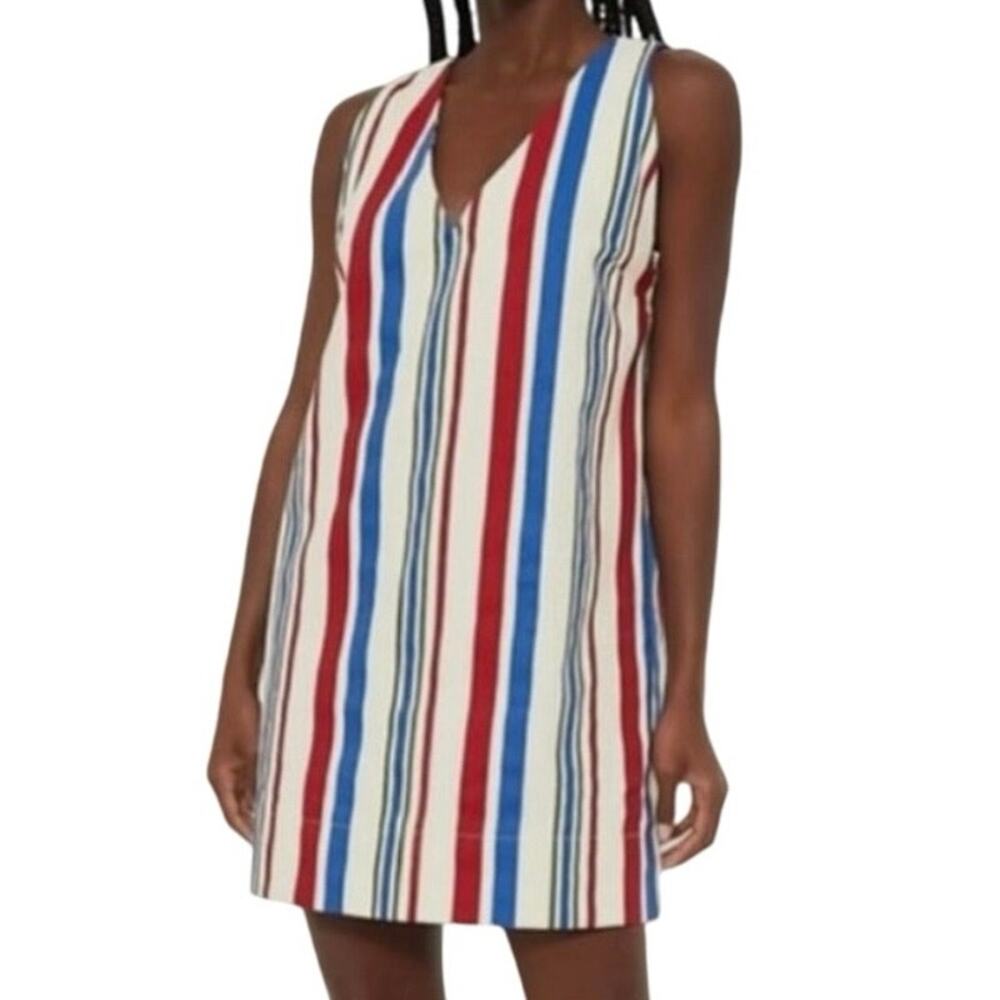 New Americana Stripe Kira Pomander Place Women's V-Neck Short SunDress XS 275520